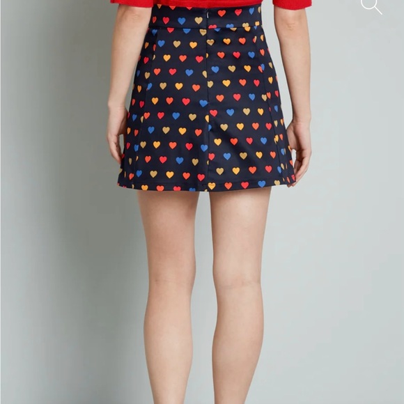 Modcloth Bright & Beautiful Calling All Hearts A Line Mini Skirt 14 US 18 UK NEW - Picture 4 of 6